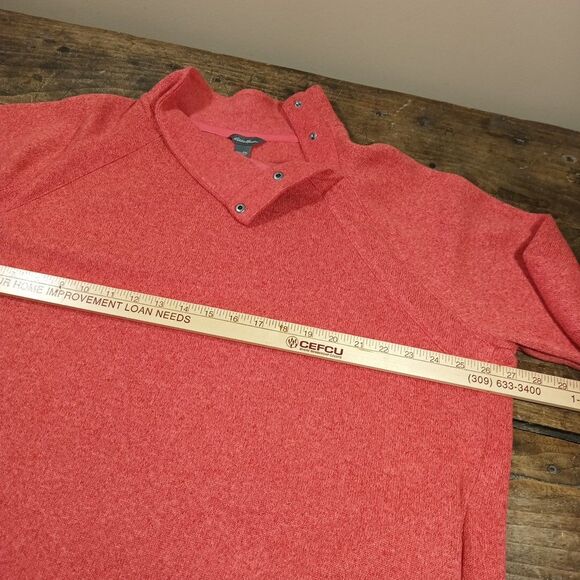 Eddie Bauer 2XL Sweatshirt Top Fleece Shirt Orange Pullover Snap Neck - Picture 5 of 9